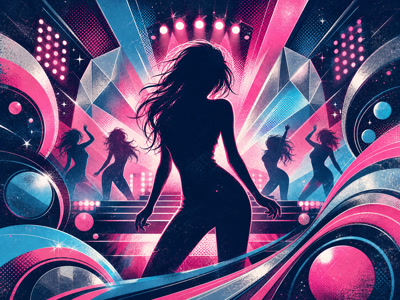 Colourful retro concert-poster illustration representing Britney Spears music