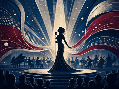Colourful retro concert-poster illustration representing Celine Dion music