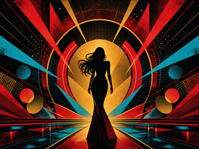 Colourful retro concert-poster illustration representing Madonna music