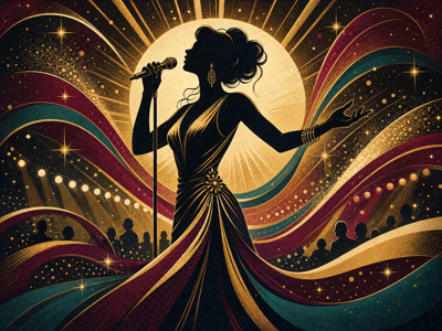 Colourful retro concert-poster illustration representing Mariah Carey music