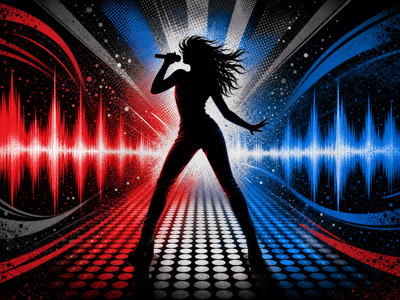 Colourful retro concert-poster illustration representing Michael Jackson music