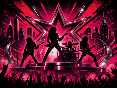 Colourful retro concert-poster illustration representing Mötley Crüe music