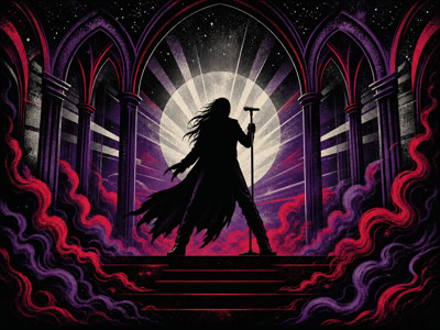 Colourful retro concert-poster illustration representing Ozzy Osbourne music