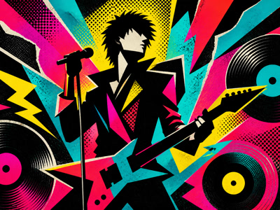 Bold graphic illustration representing punk and new wave music