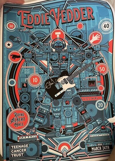 Eddie Vedder signed limited edition poster 100 Pearl Jam autograph Tour TCT