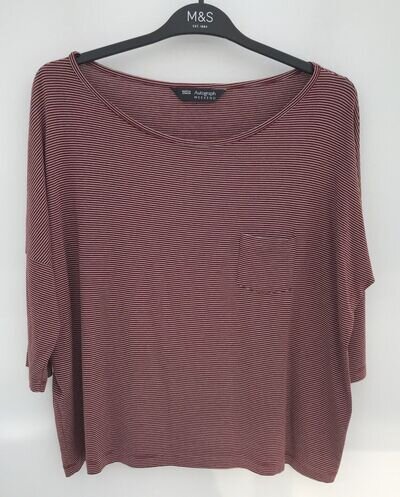 M&S Autograph Weekend Striped Jersey Top Size 10