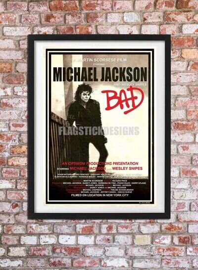 MICHAEL JACKSON BAD Vintage style A3 Illustrated Art Poster Print