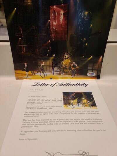 Autographed ACDC 8x10 Concert Photo By 4.....PSA Full Letter