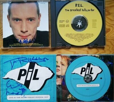 SIGNED Johnny Rotten Sex Pistols Public Image CD's PIL Greatest & IOW Autograph