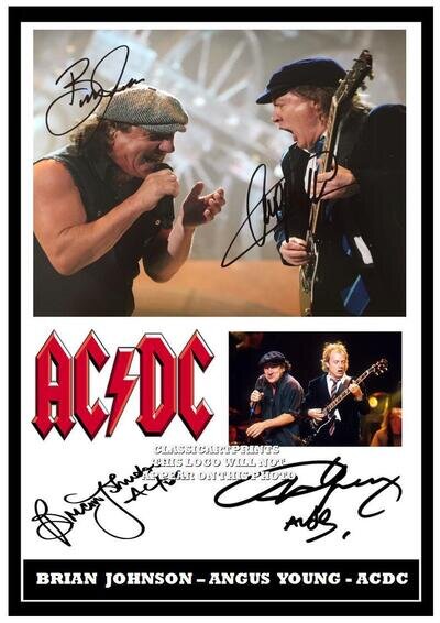 (274) AC/DC BRIAN JOHNSON & ANGUS YOUNG SIGNED A4 PHOTOGRAPH @@@@@@@@@@@@@@@@