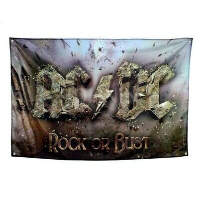 ACDC "Rock Or Bust" Flag 90 X 150cm & AC/DC Plectrum & Facsimile Autograph Card
