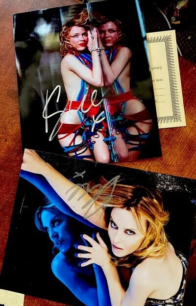Kylie Minogue 2 original signed autographs Not Reprints with COAS