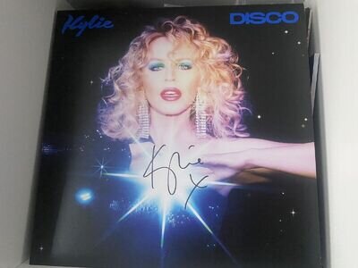 Kylie Minogue Disco Signed Autographed Blue Vinyl LP Tension Padam