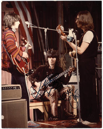 ERIC CLAPTON / KEITH RICHARDS Signed Photograph - with John Lennon 7"x5" reprint