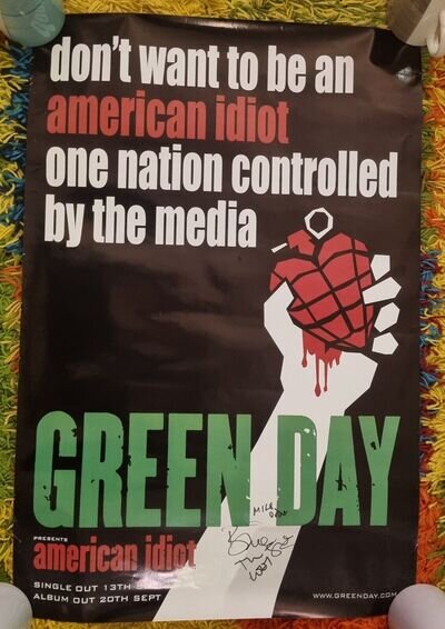 GREEN DAY signed poster AUTHENTIC AUTOGRAPHS (Letter of Authenticity)