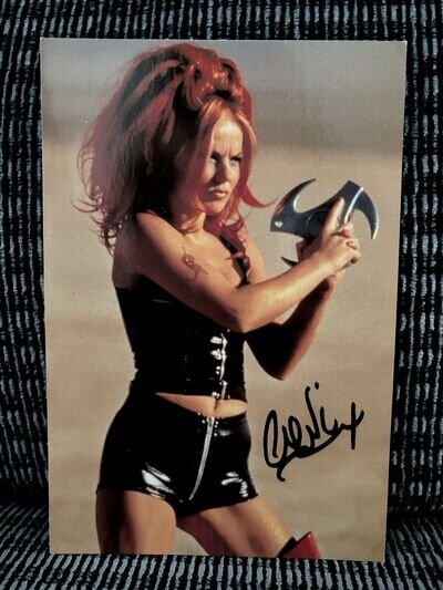 Spice Girls Official Photo Number 18 Geri in Black PVC 1997 Printed Autograph