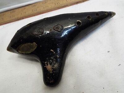 Early EWA Austria Clay Ocarina Flute Instrument Pottery Sweet Potato Redware C6
