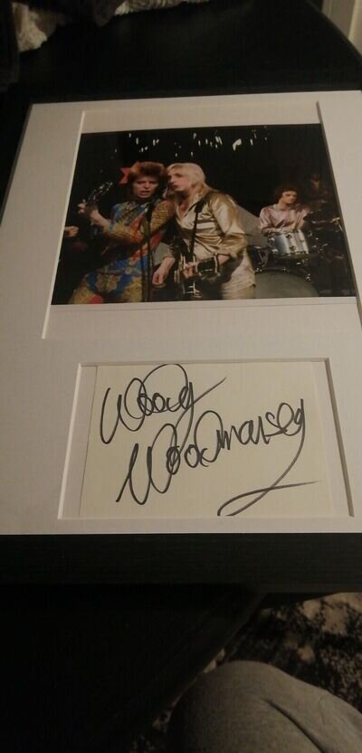 DAVID BOWIE woody woodmansey large signed autograph AND Print