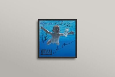Nirvana Facsimile Machine Autographs on an LP Cover (FRAMED)