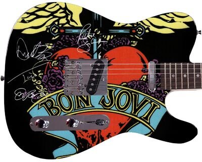 Bon Jovi, Tico Torres, Richie Sambora, David Bryan Autographed Photo Guitar