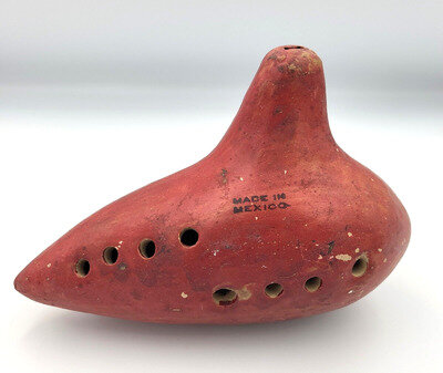 Vintage 7 Inch Mexican Clay Ocarina