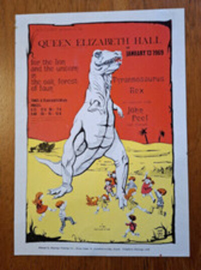 Tyrannosaurus Rex 1969 Queen Elizabeth Hall Concert Handbill/ Small Poster