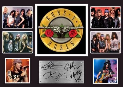 Guns And Roses signed Poster Print Photo Wall Art Signed Autographed Size A3