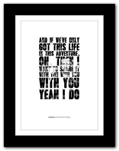 COLDPLAY ❤ Adventure Of A Lifetime - song lyrics poster Limited Edition Print
