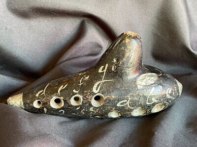 Antique Redware Clay Ocarina G.B Sweet Potato Flute Horn pat pending 1921