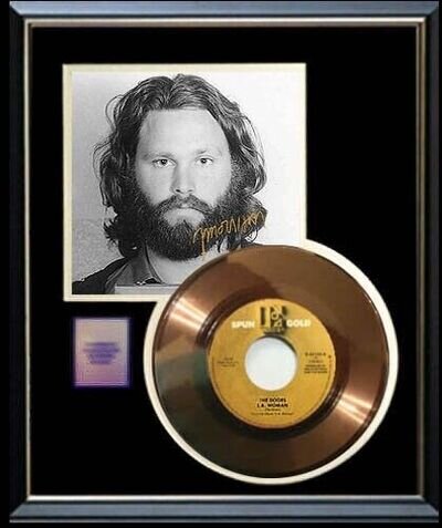 JIM MORRISON DOORS LA WOMAN 45 RPM GOLD RECORD W- PRINTED AUTOGRAPH SIGNED RARE