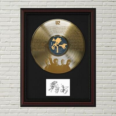 U2 - With Or Without You Gold LP Record Framed Signature Display