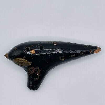 Antique OCARINA EWA Flute C6 Pottery Musical Instrument Vienna Austria Black VTG