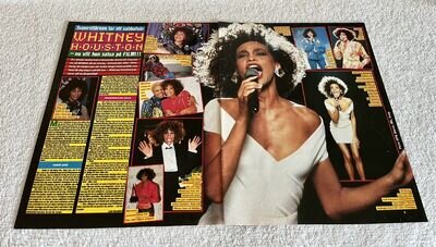 WHITNEY HOUSTON 1988 Clipping Poster Swedish Music Magazine Okej Vintage 1980s