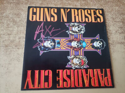 AXL ROSE HAND SIGNED 1980s VG++ Guns N' Roses Paradise City SLEEVE ONLY 45