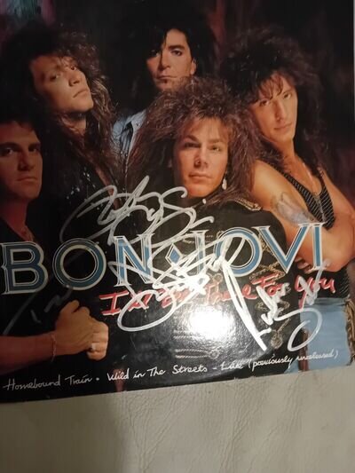 bon jovi signed 12" Single Ill Be There For You autographed