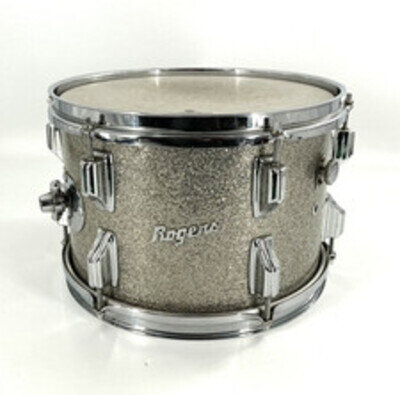 1960s Rogers Holiday 8x12 Tom Drum Silver Sparkle Cleveland Era Vintage