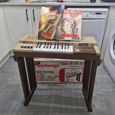 Vintage BONTEMPI B5 Electric Chord Organ / Keyboard 25 Key Brown - Working boxed