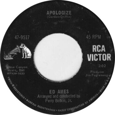 Ed Ames - 7" U.S 45 - Apologize - 1968 - RCA Victor - 47-9517 - LC - NWS - VG