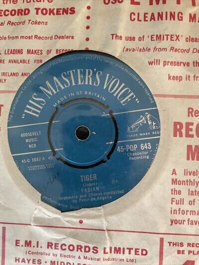 Fabian - Tiger / Mighty Cold - 7" Single Vintage Vinyl HMV 45-POP 643 VG+