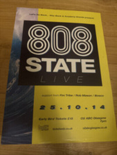 808 State , Rare Gig/concert Poster For 2014 - Glasgow