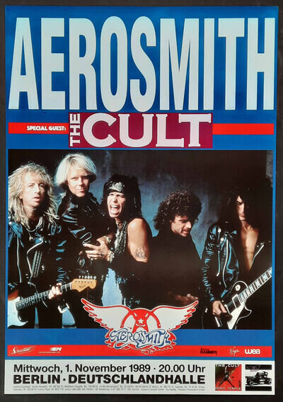 +++ 1989 AEROSMITH Concert Poster Nov 1st Berlin Germany 1st print 23 x 33