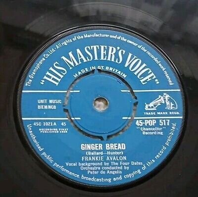 FRANKIE AVALON - GINGER BREAD - 7" Vinyl 45 RPM - HMV POP 517
