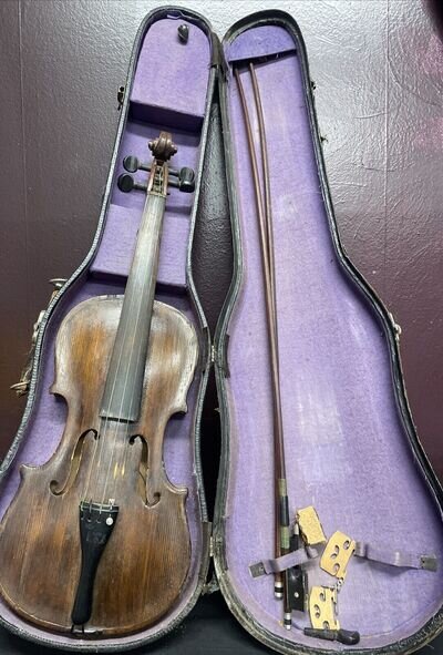 Vintage Steiner Violin With 2 Bows, Case & Accessories As Pictured