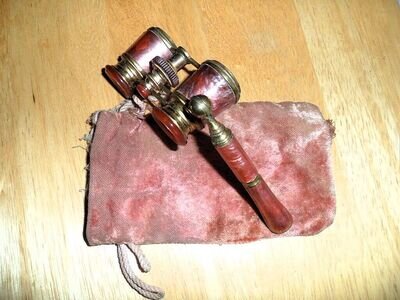 Antique French Opera Glasses by JUMELLE CARPENTIER in Pink, plus Carry Bag