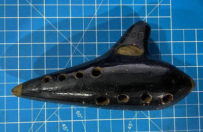 Vintage Ocarina Sweet Potato Flute Ceramic Clay. Guido Bondi Eagle Logo