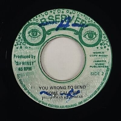 Yellowman & Fathead "You Wrong To Send Come Call Me" Reggae 45 Observer HEAR