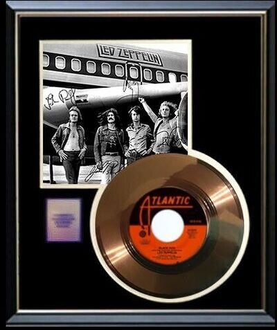 LED ZEPPELIN BLACK DOG GOLD RECORD W-REPRODUCTION AUTOGRAPHS SIGNED RARE !