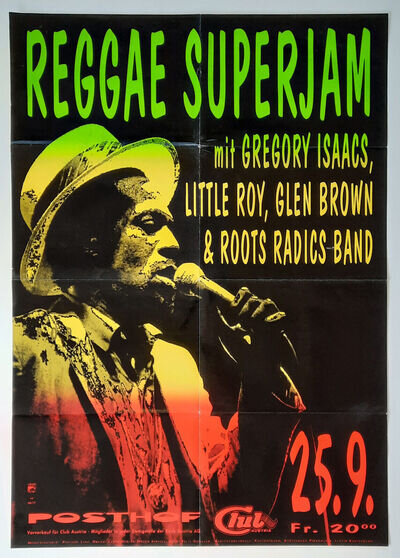 +++ 1990 GREGORY ISAACS etc Concert Poster Sep 25th Linz Austria 1st print