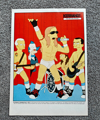 Red Hot Chili Peppers in The Simpsons - Double-Sided Kerrang Poster - RARE