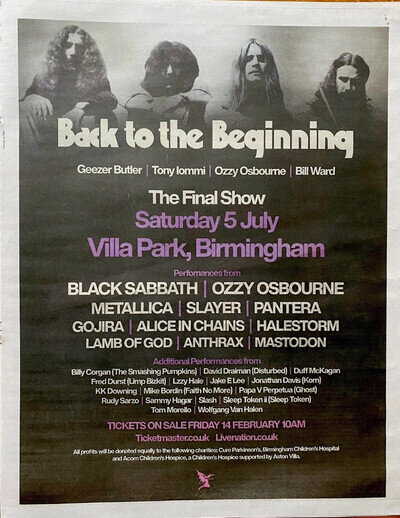 Black Sabbath Tour Date Final Ozzy Metallica Pantera News Advert Poster 14x11”